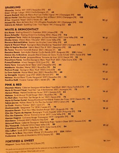 Bar Chelou Wine List