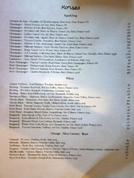 Horses Wine List