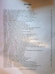 Horses Wine List