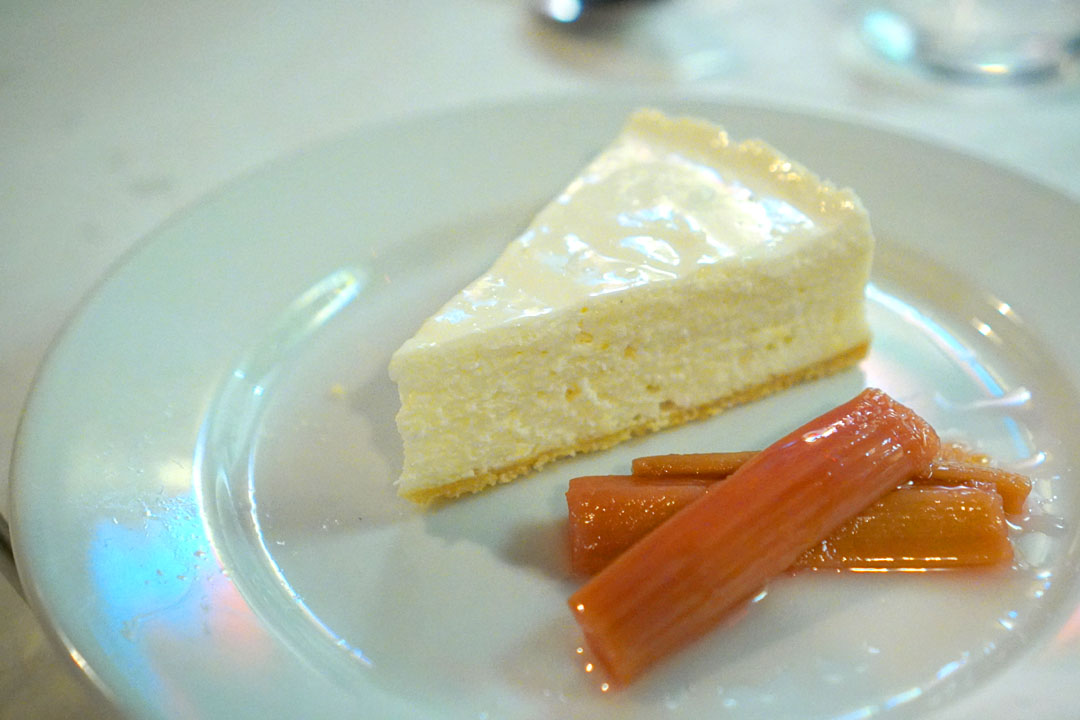 Sheep's milk cheesecake with chamomile poached rhubarb