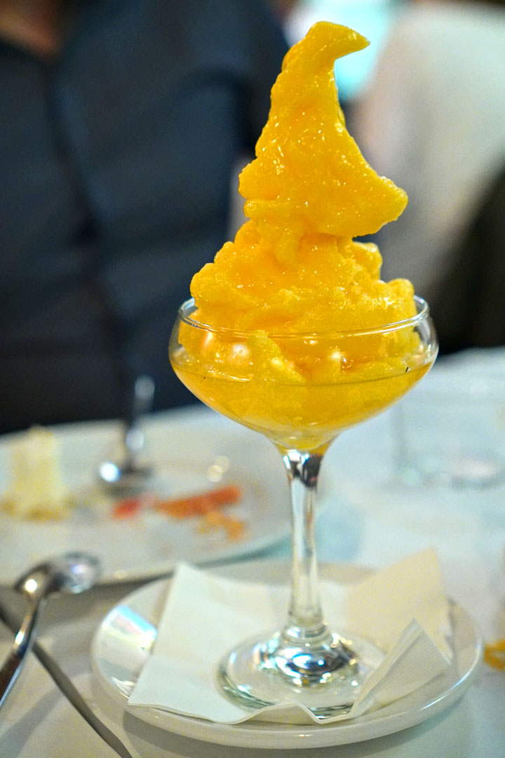 Aperol spritz sorbet with Crémant de Bourgogne