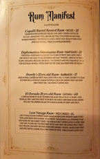 Strong Water Menu: Rum Manifest