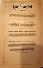 Strong Water Menu: Rum Manifest