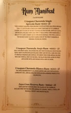 Strong Water Menu: Rum Manifest