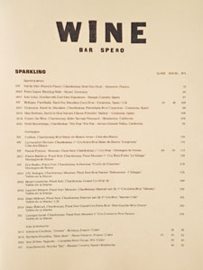 Bar Spero Wine List: Sparkling