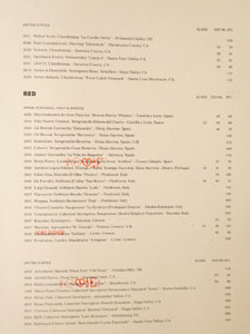 Bar Spero Wine List: White/Red