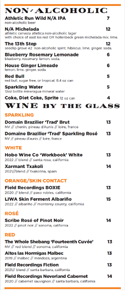 E.R.B. Non-Alcoholic & Wines by the Glass List