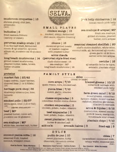 Selva Menu