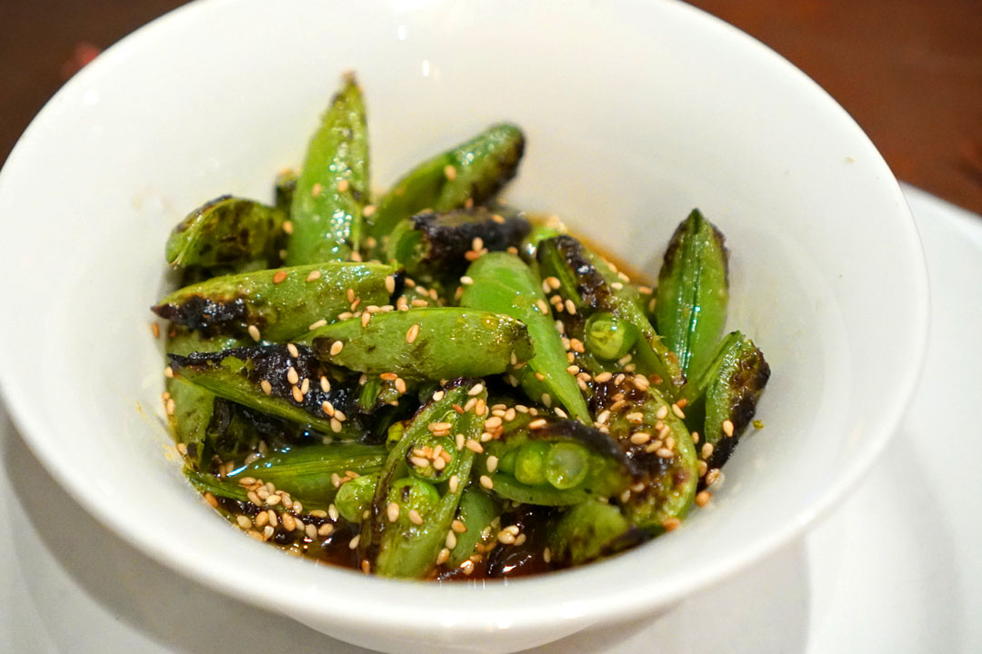 sugar snap peas, ponzu, green garlic, sesame