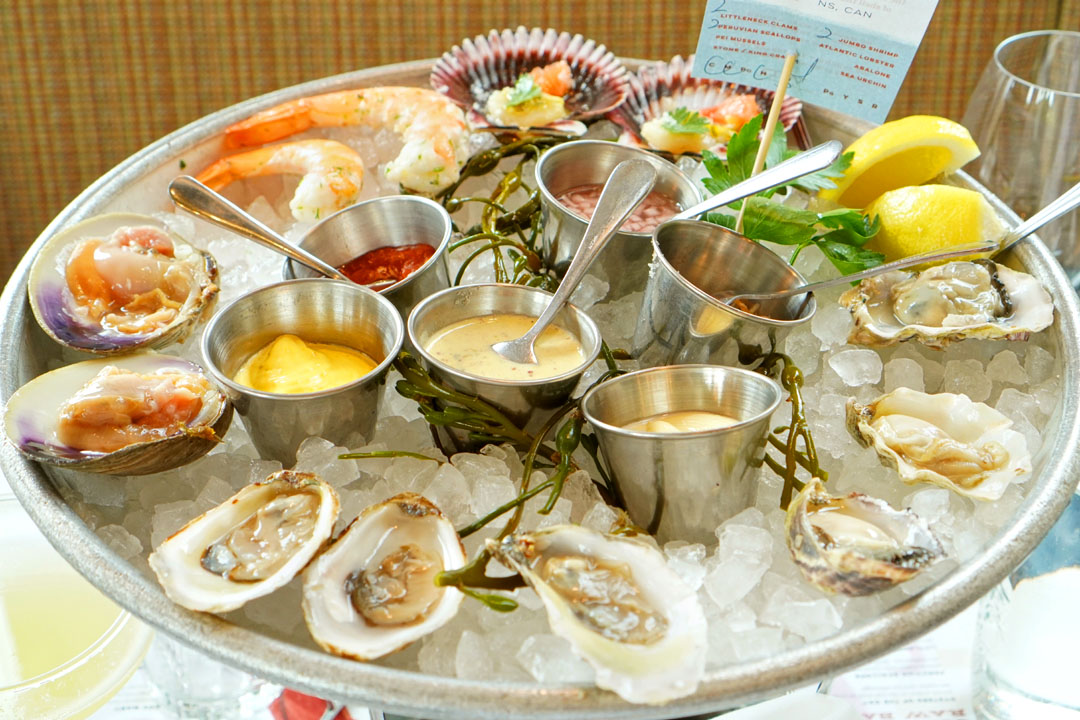 Oysters of the Day - Half Dozen Sampler + Peruvian Scallops + Littleneck Clams + Jumbo Shrimp Cocktail