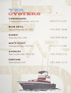 Fishing with Dynamite Oyster Menu
