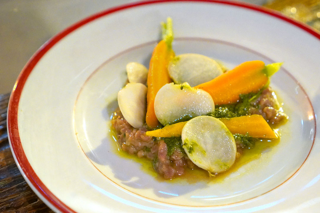 Beef Tartare, Late Spring Veg