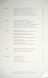 Vernick Fish Menu