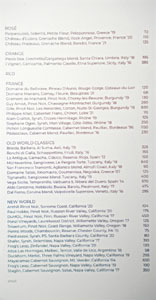 Vernick Fish Wine List: Rosé, Orange, Red