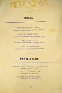 Per L'Ora Dessert Menu