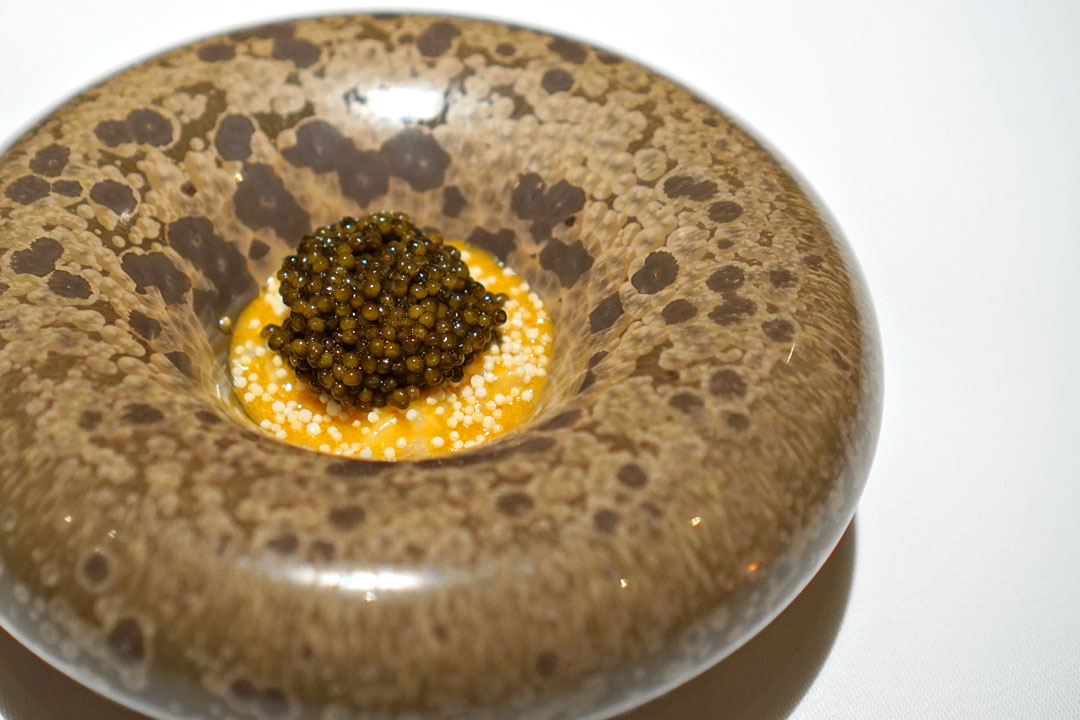 Regiis Ova Reserve Caviar, Koshihikari Rice, Smoked Sabayon, Sesame