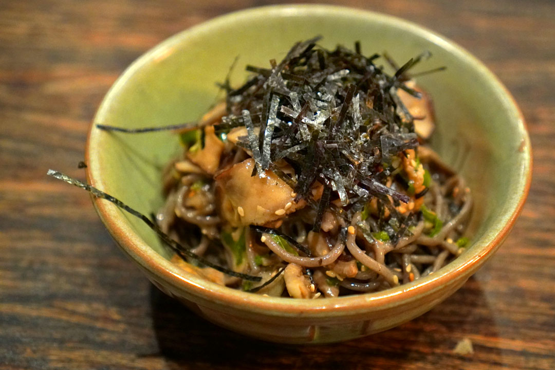 Soba, shiitake, trumpet, maitake, scallion, sesame, nori