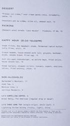 Here's Looking at You Dessert Menu & Happy Hour Menu