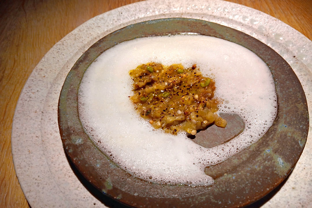 Eggplant served with mountain pepper