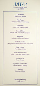 Jatak Kitchen Counter Menu