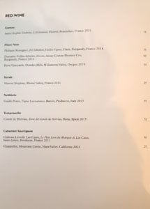 Eleven Madison Park Bar Menu: Red Wine