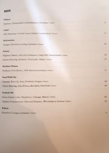 Eleven Madison Park Bar Menu: Beer