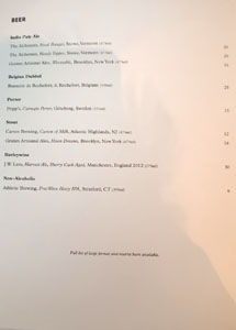 Eleven Madison Park Bar Menu: Beer