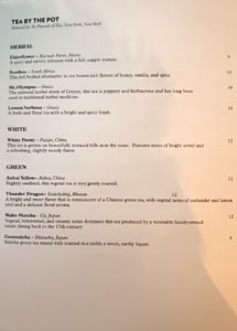 Eleven Madison Park Bar Menu: Tea by the Pot