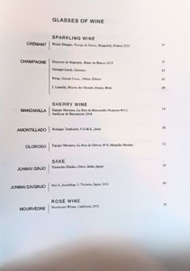 Eleven Madison Park Wines by the Glass List: Sparkling, Sherry, Sake, Rosé