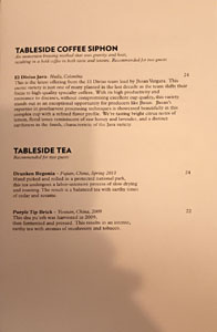 Eleven Madison Park Tableside Coffee Siphon & Tableside Tea