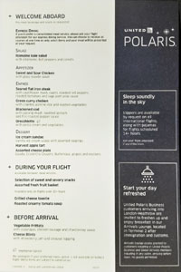 United Polaris Business Menu