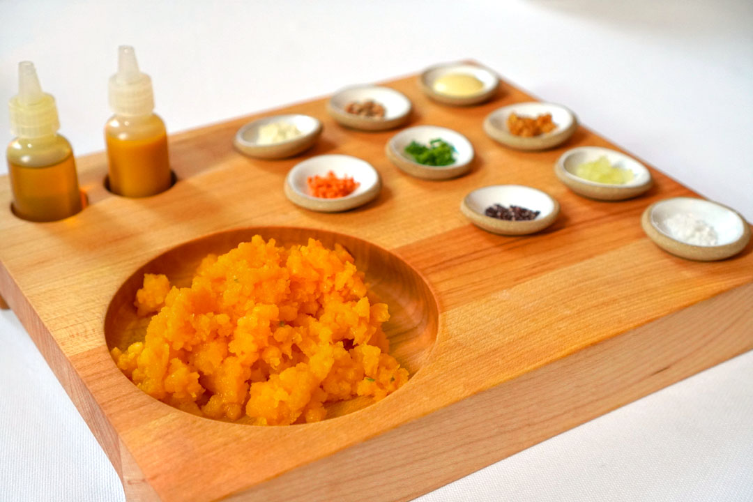 Carrot tartare, with rye, mustard and horseradish