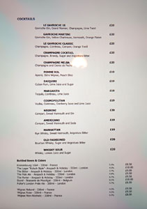 Le Gavroche Cocktail & Beer List
