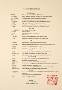 A. Wong Menu: The Collections of China