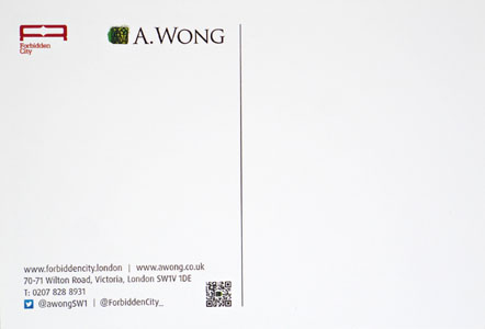 A. Wong Postcard: Back