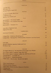 The Clove Club Whisky List