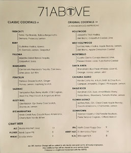 71Above Cocktail List