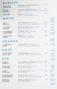 Lutèce Wines by the Glass List