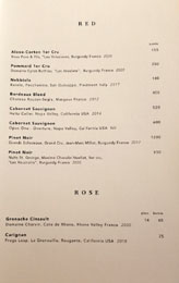Kono Wine List: Red, Rose