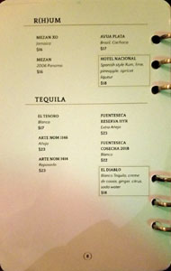 Convoy Music Bar Spirits List: R(h)um, Tequila