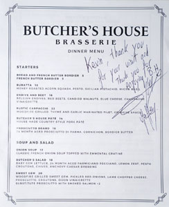 Butcher's House Brasserie Menu: Starters, Soup and Salad