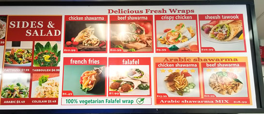 Borjstar Shawarma Shop Menu