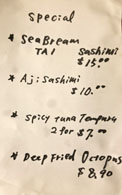 Kappo Irifune Specials Menu