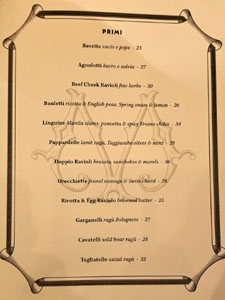 Osteria Mozza Menu: Primi