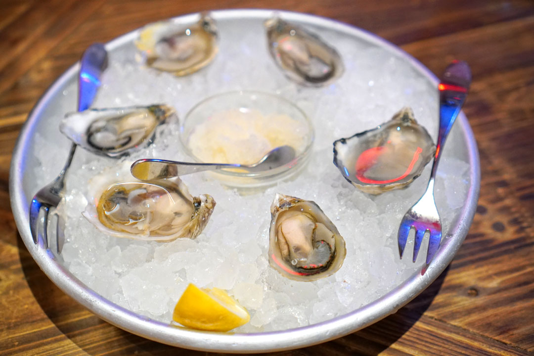 ice-cold oysters with pickled seaweed granita