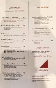 JUSTIN Vineyards & Winery Food Menu