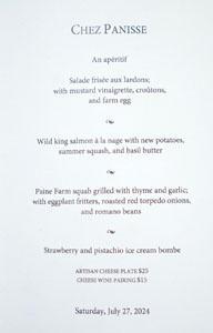 Chez Panisse Menu