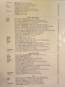 Yang's Kitchen Wine List: White - Riesling / White - Other Varietals / Orange (Skin Contact) / Rosé