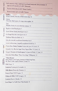 Camelia Dessert Menu & After Dinner Beverage List