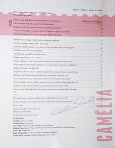 Camelia Menu